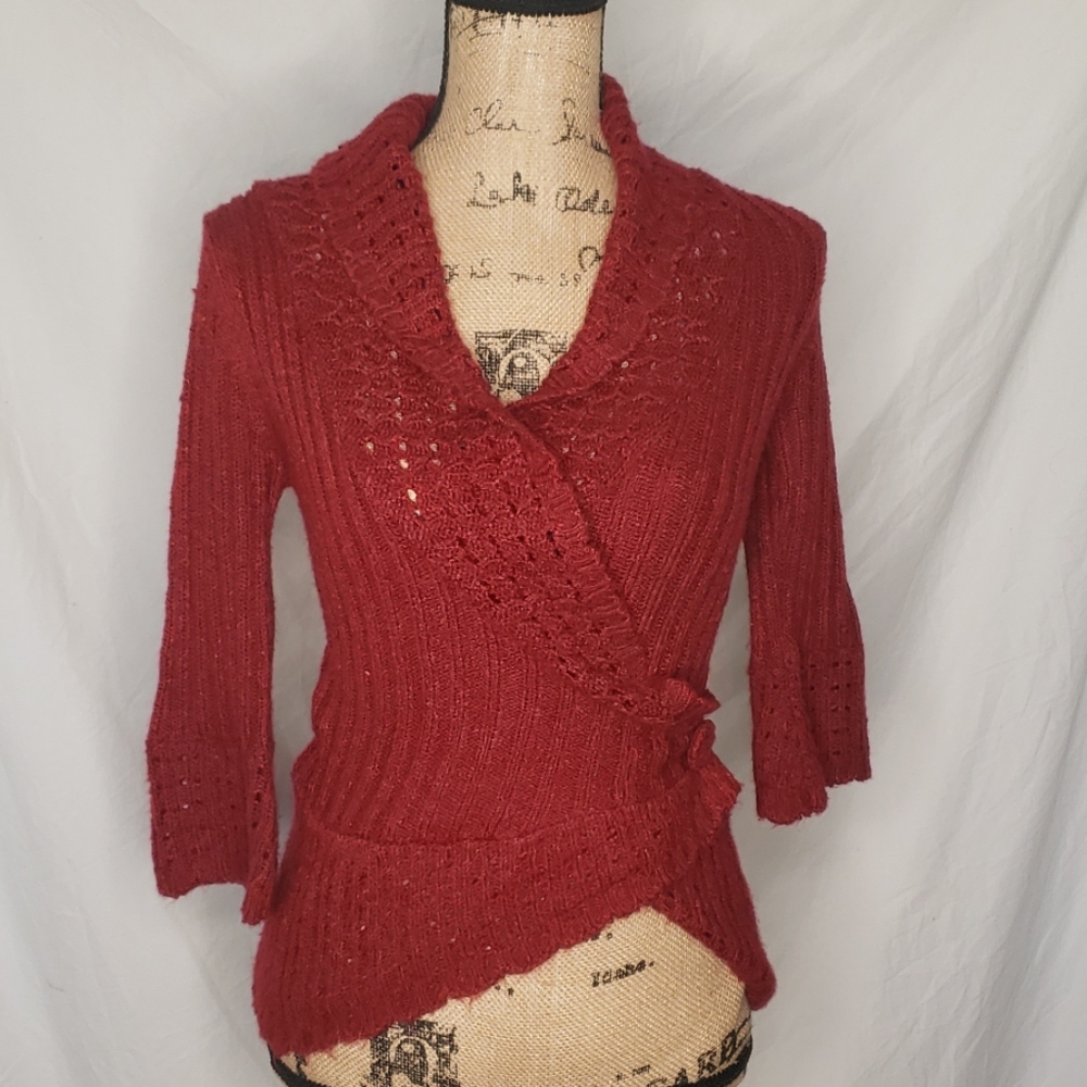 BKE Women's Faux Wrap Around Sweater Size S